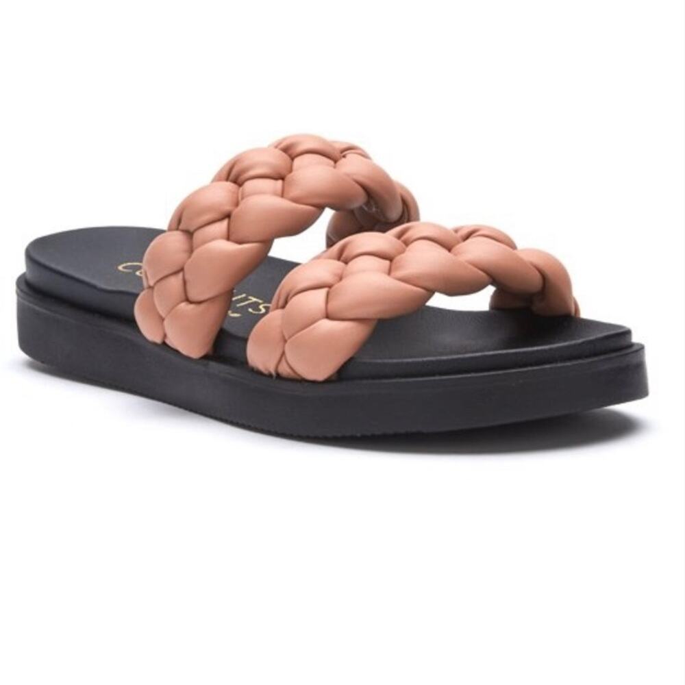 Coconuts by Matisse Ladies' Blush & Black Maisy Braid-Strap Sandal size 8 New